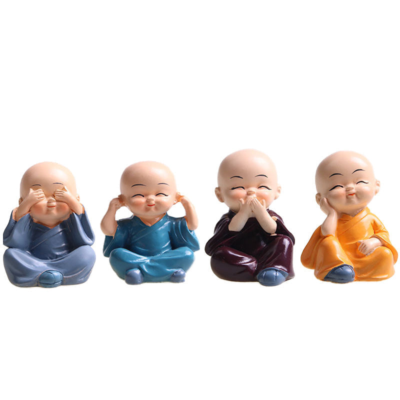 Four Small Monk Zen Showpieces