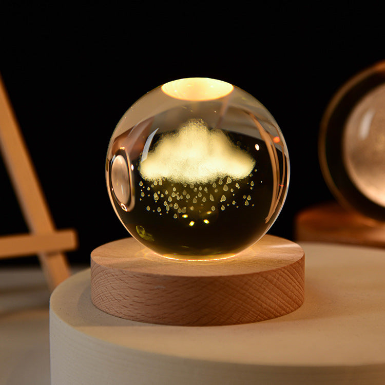 Astronaut Crystal Ball 3D Luminous Wooden Desktop Lamps