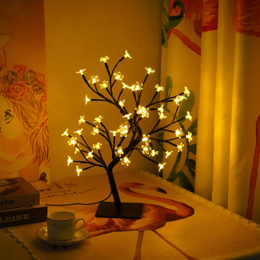 Cherry Blossom Tree Lamp With Detachable Plastic Base USB Switch 48L LED Simulation