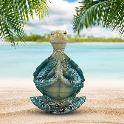 Good Luck Peaceful Yoga Sea Turtle Sculpture