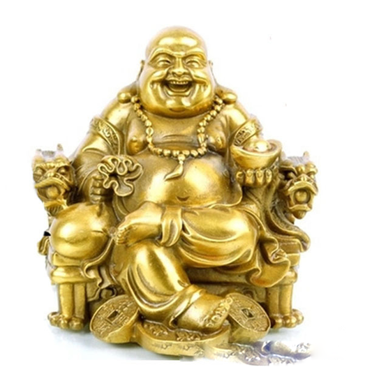 Copper Maitreya Laughing Buddha Statue